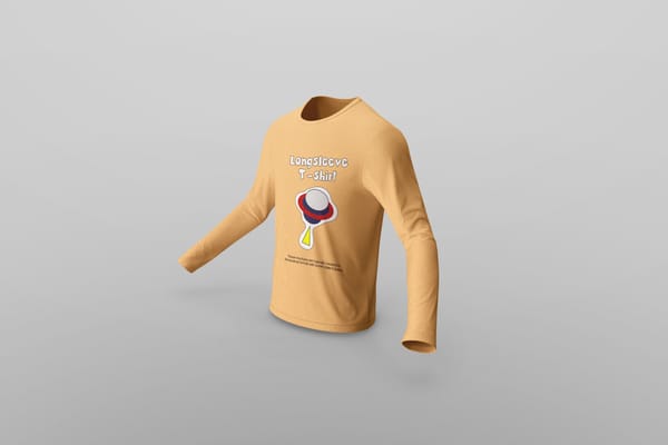 Beige Long Sleeve T-Shirt Mockup