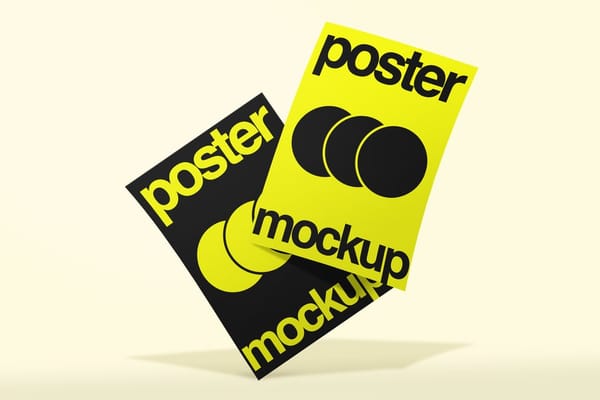 Black & Yellow Paper Poster Mockup