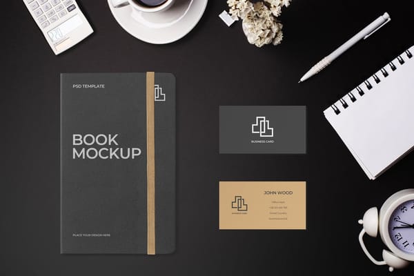 Black Book & Business Card Mockup