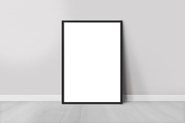 Black Frame Poster Mockup Lay On Plain Wall