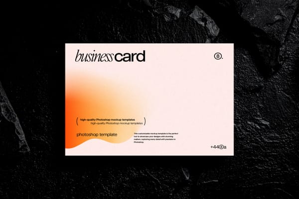 Black Stone Background Business Card Mockup