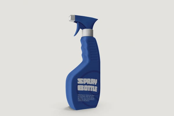 Blue Spray Bottle Mockup on Light Background
