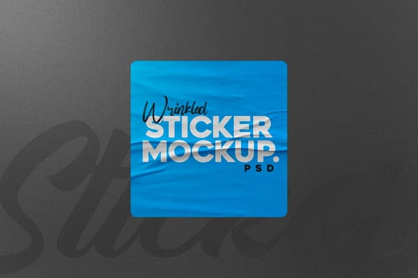 Blue Square Sticker Mockup