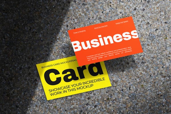 Modern Bold Business Card Mockup on Stone Background
