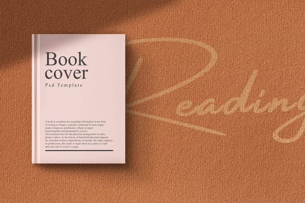Book Mockup On Brown Texture Background