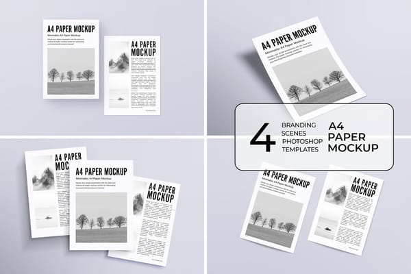 Modern A4 Paper Mockup Bundle for Branding Presentation