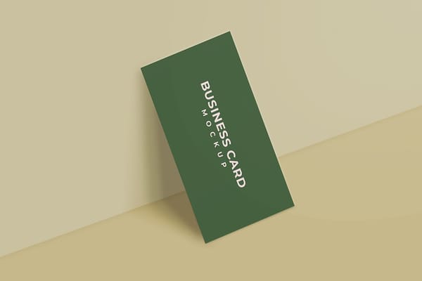 Green Vertical Business Card Mockup