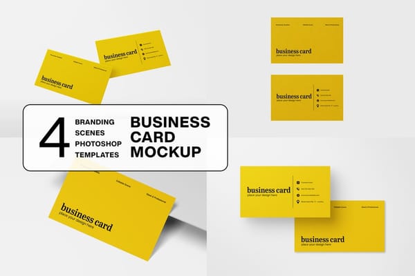 Clean Yellow Business Card Mockup Template
