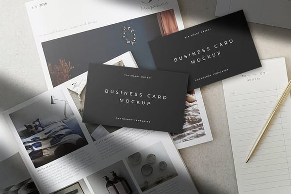 Two Black Paper Business Card Mockup