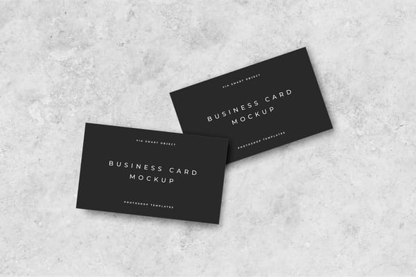 Minimalist Black Business Card Mockup on Concrete Background