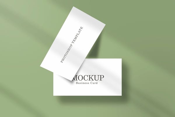 Business Card Mockup on Green Background