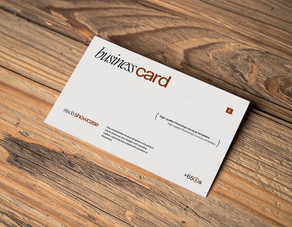 Business Card Mockup on Wood Background