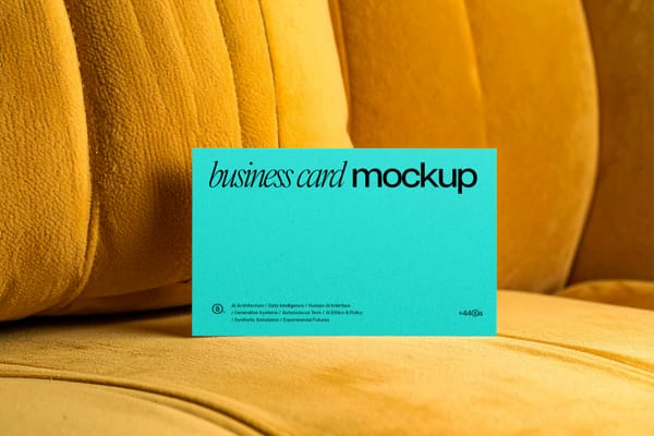 Business Card Mockup on Yellow Sofa