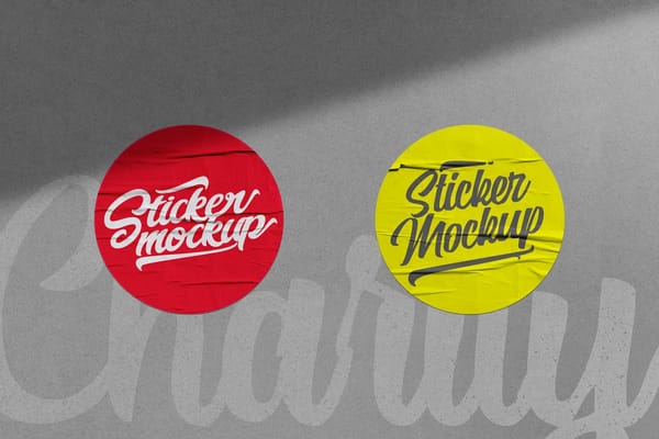 Circle Sticker Mockup on Wall Background