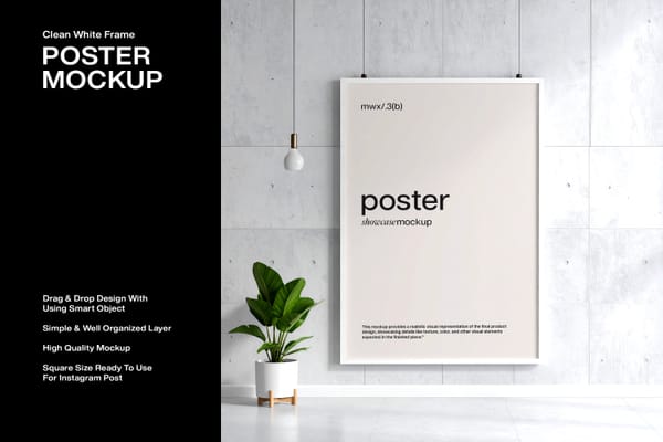 Clean White Frame Poster Mockup