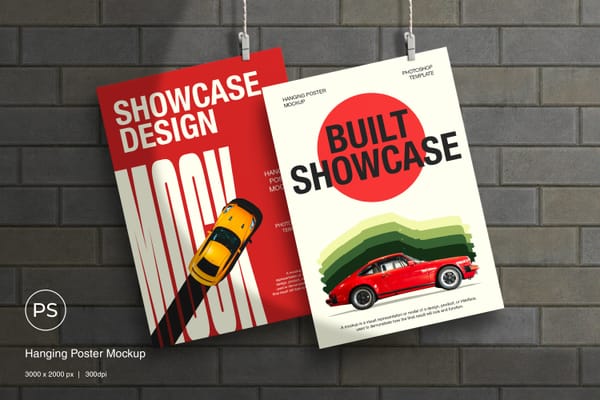 Clean Hanging Poster Mockup