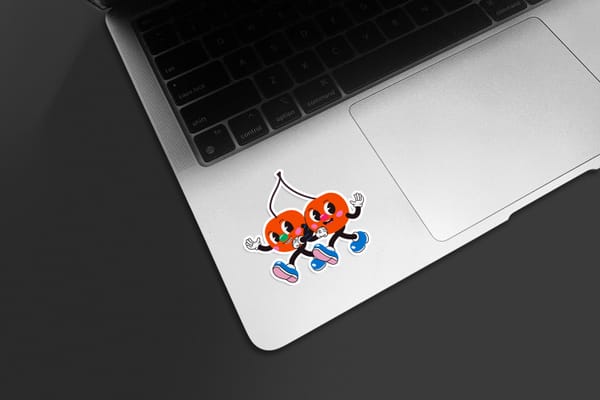 Sticker Mockup on Laptop