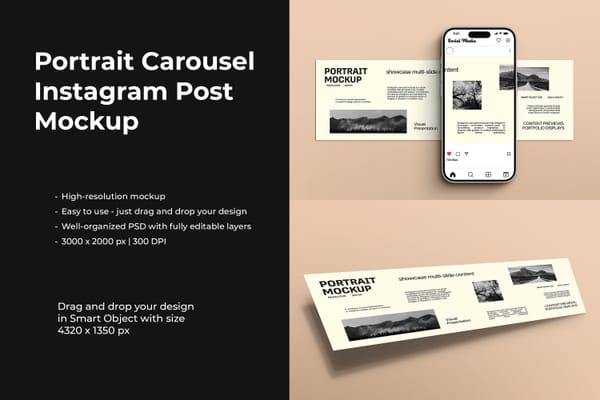 Portrait Carousel Instagram Post Mockup