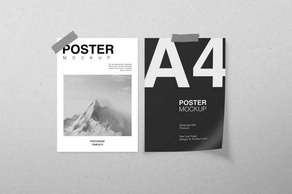 Realistic Tape Poster Mockup