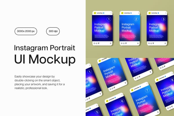 Gradient Instagram Portrait UI Mockup