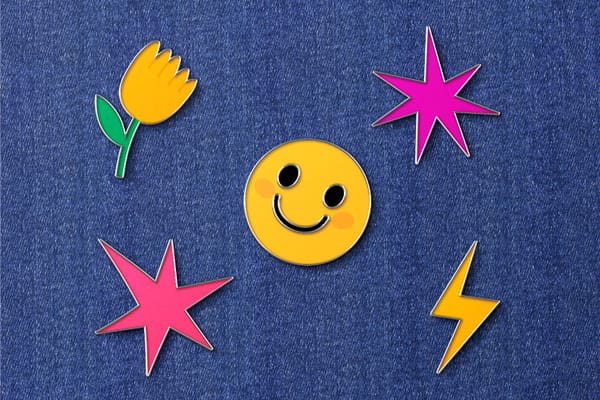 Playful Enamel Pin Mockup on Denim