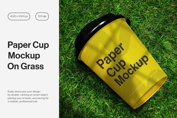 Paper Cup Mockup On Grass