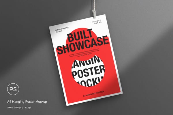 Creative A4 Hanging Poster Mockup