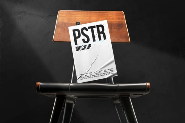 Crumpled Poster Mockup on Chair