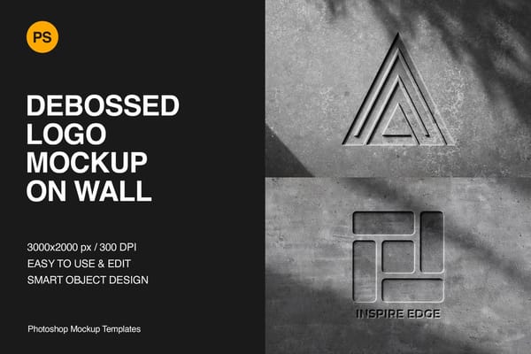 Minimal Logo Deboss Mockup on Cement Texture