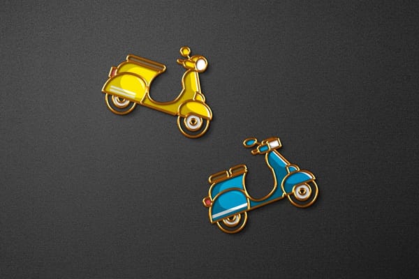 Retro Scooter Enamel Pin Mockup