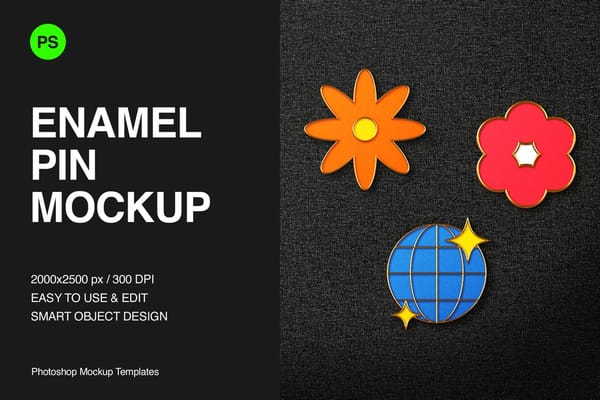 Modern Enamel Pin Mockup Scene