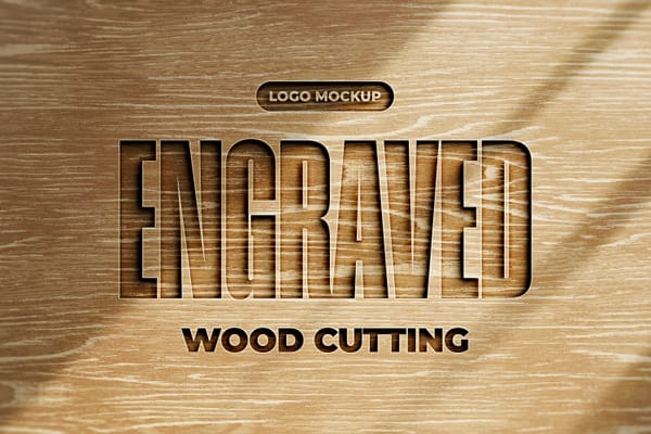 Engraved Wood Cutting Logo Mockup