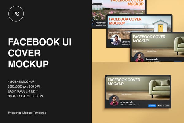 Realistic Facebook Profile Cover Mockup