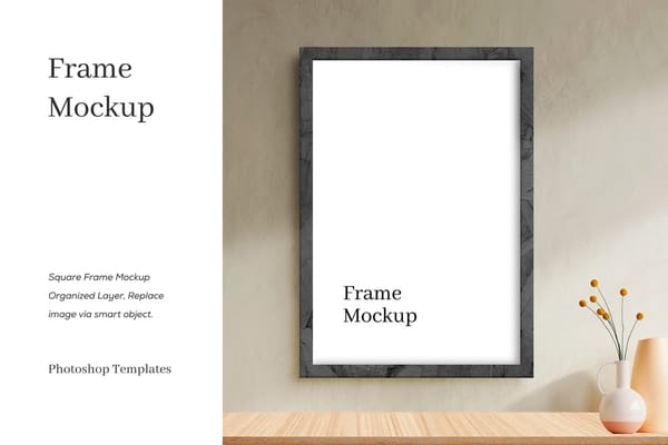 Modern Square Frame Mockup on Wall Interior