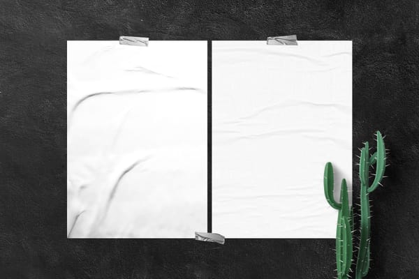 Two Glued Outdoor Poster Mockup with Tapes