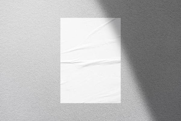 Glued Poster Mockup On Wall Gray Background