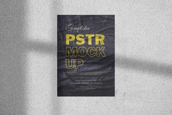 Glued Poster Mockup With Background Texture