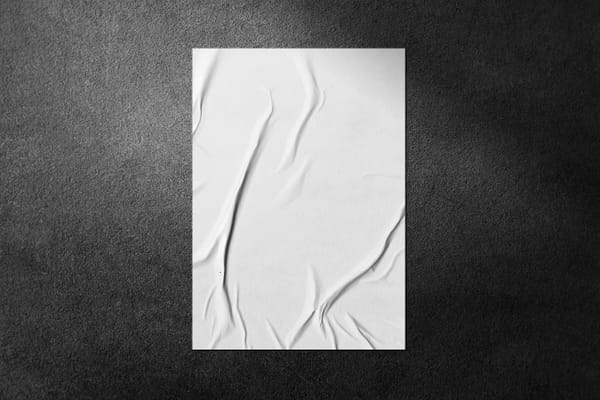 Glued Poster Mockup on Black Wall Concrete