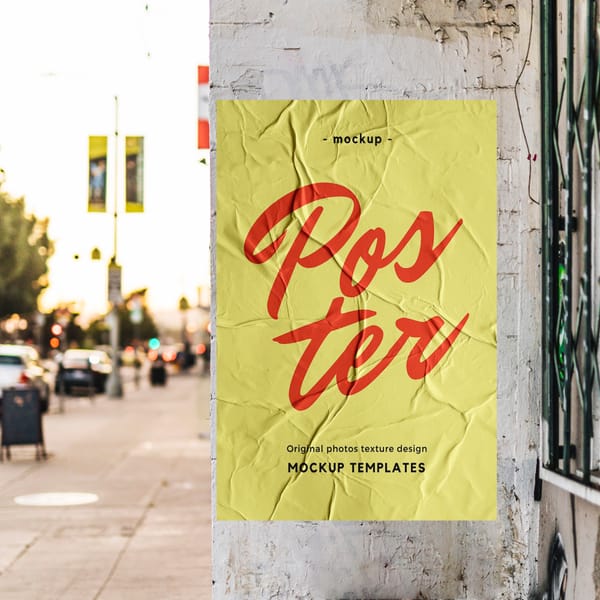 Glued Poster Mockup on Street