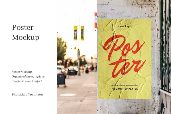 Glued Poster Mockup on Street