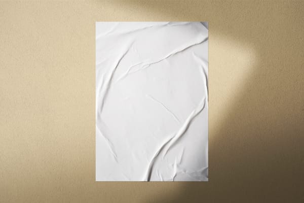 Glued Poster Mockup on Wall Brown Background