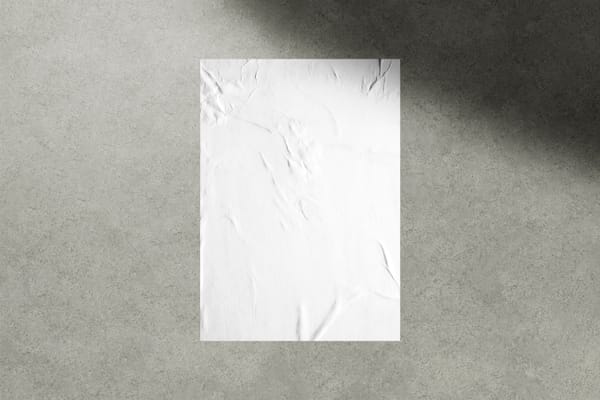 Glued Poster Mockup on Wall Background
