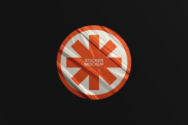 Realistic Glued Sticker Mockup on Dark Background