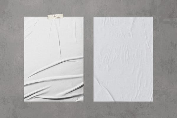Glued Tape Poster Mockup on Wall Background