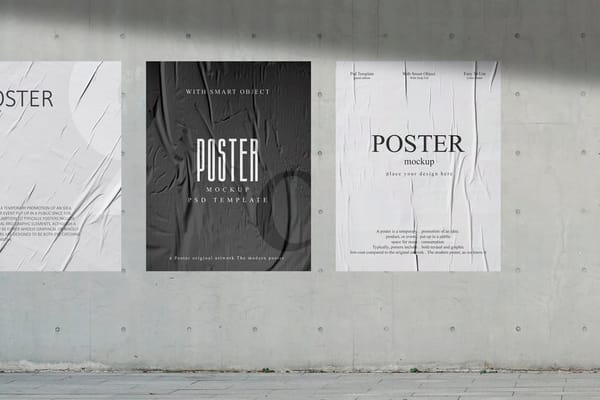 Glued Wall Poster Mockup