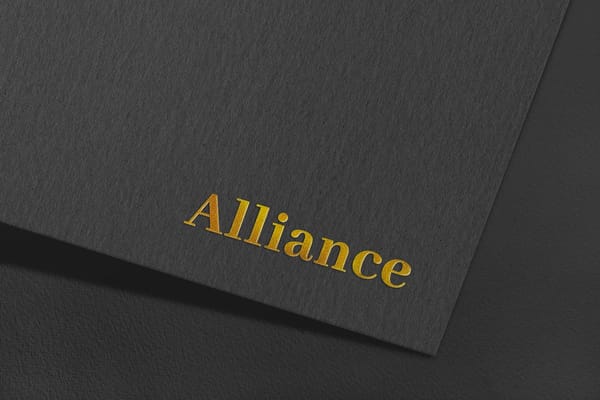 Alliance Black Paper Gold Logo Mockup