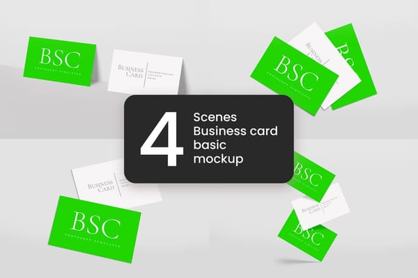 Green & White Paper Business Card Mockup