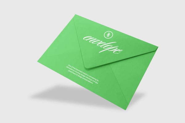 Green Perspective Envelope Mockup