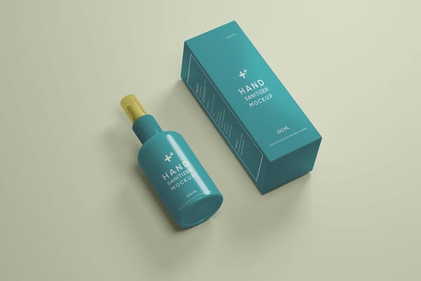 Hand Sanitizer Bottle & Box Mockup