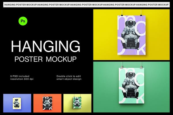 Hanging Poster Mockup Set